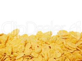 cornflakes background with copy space over white