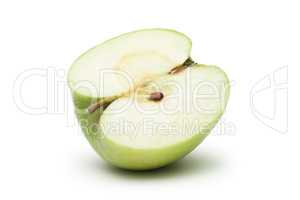 fresh green apple slice isolated over white background