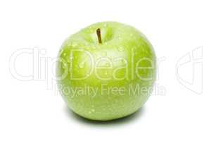 fresh green apple with waterdrops isolated over white