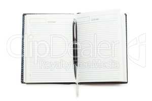 opened notebook with pen isolated
