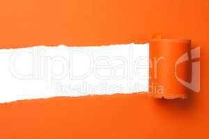 orange teared paper with copy space