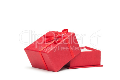 red opened present box isolated over white