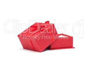 red opened present box isolated over white