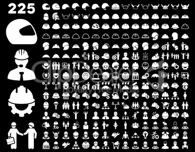 Work Safety and Helmet Icon Set.