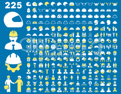 Work Safety and Helmet Icon Set.