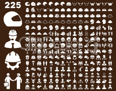 Work Safety and Helmet Icon Set.