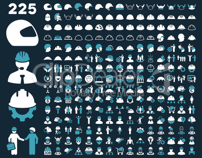 Work Safety and Helmet Icon Set.