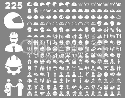 Work Safety and Helmet Icon Set.