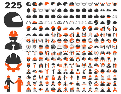 Work Safety and Helmet Icon Set.