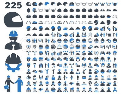 Work Safety and Helmet Icon Set.