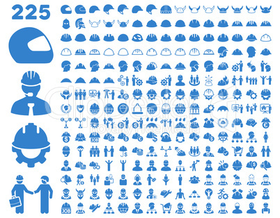 Work Safety and Helmet Icon Set.