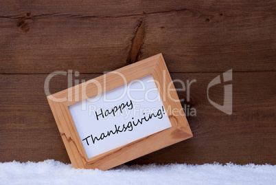 Christmas Card With Picture Frame, Happy Thanksgiving, Snow