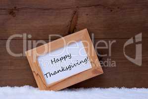 Christmas Card With Picture Frame, Happy Thanksgiving, Snow