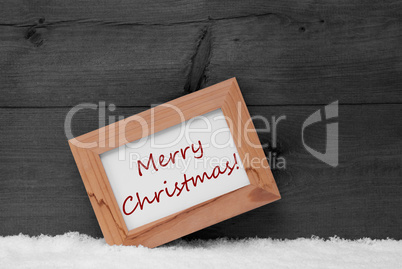 Picture Frame With Gray Background, Merry Christmas, Snow
