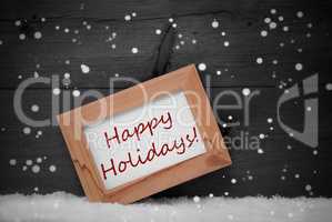 Picture Frame, Gray Background, Happy Holidays, Snow, Snowflakes