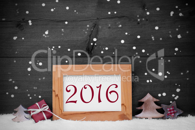 Gray Frame With Christmas Decoration, 2016, Snowflakes