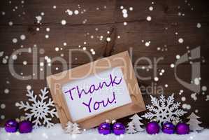 Purple Christmas Decoration, Snow, Thank You, Snowflakes