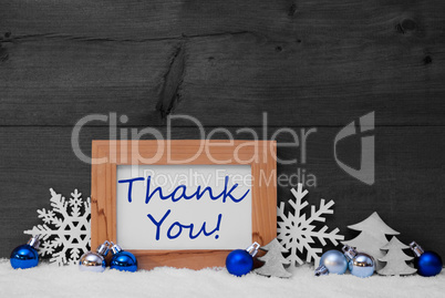 Blue Gray Christmas Decoration, Snow, Thank You