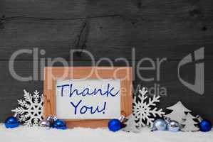 Blue Gray Christmas Decoration, Snow, Thank You