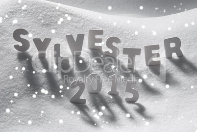 Word Sylvester 2015 Mean New Years Eve On Snow, Snowflakes