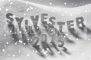 Word Sylvester 2015 Mean New Years Eve On Snow, Snowflakes