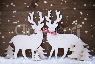 Christmas Decoration, Reindeer Couple In Love, Tree, Snowflakes