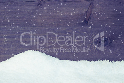 Wooden Texture With Snow, Vintage Style, Snowflakes