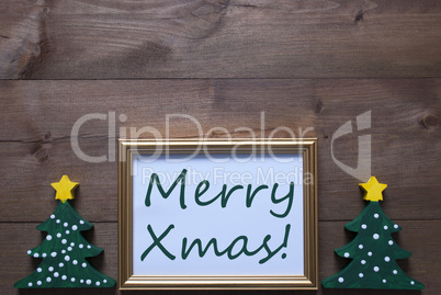 Picture Frame With Christmas Tree And Text Merry Xmas