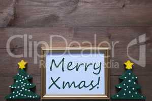Picture Frame With Christmas Tree And Text Merry Xmas