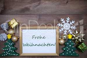 Frame With Decoration, Frohe Weihnachten Mean Merry Christmas