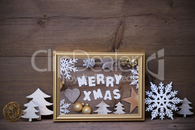 Frame With White Christmas Decoration, Merry Xmas