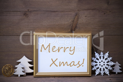 Picture Frame With White Christmas Decoration, Merry Xmas