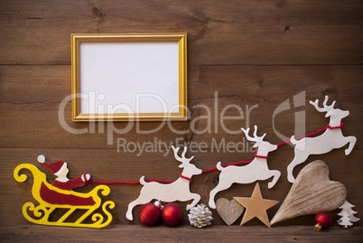 Santa Claus Sled, Reindeer, Christmas Decoration, Frame