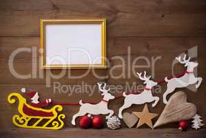 Santa Claus Sled, Reindeer, Christmas Decoration, Frame