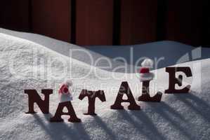 Card With Santa Hat And Snow, Natale Mean Christmas