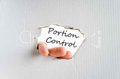 Portion control text concept