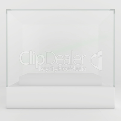 Glass Showcases. 3d render on a gray background