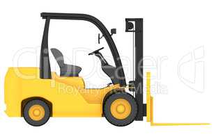render 3d of forklift truck in front projection