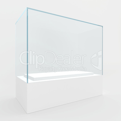 display case. 3d render. isolated on gray background