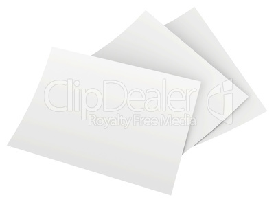 blank sheets of paper isolated on white background