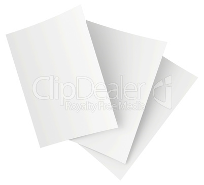 blank sheets of paper isolated on white background