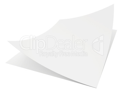 Realistic 3D rendering of blank white sheets paper