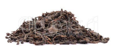 dry black tea leaves isolated on white