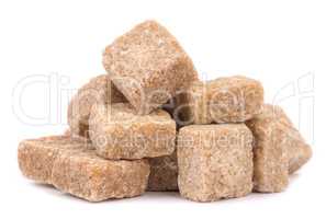 cubes of sugar cane brown isolated on white background