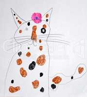Katze, von Kind gemalt