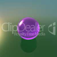 glass violet ball with green background