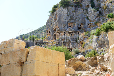 The rock-cut tombs in Myra, Antalya, Turkey