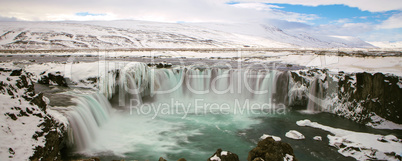 Waterfall Godafoss in wintertime, Iceland