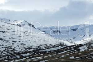 Snowy volcano mountain landscape in Iceland