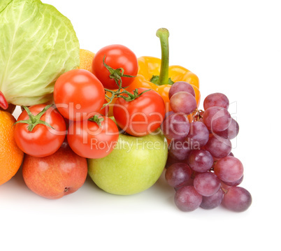 fruits and vegetables isolated on white background